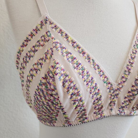Calvin Klein Multi-Color Rave Mesh Lightweight Thin Triangle Soft Cup Bra L - Picture 3 of 10